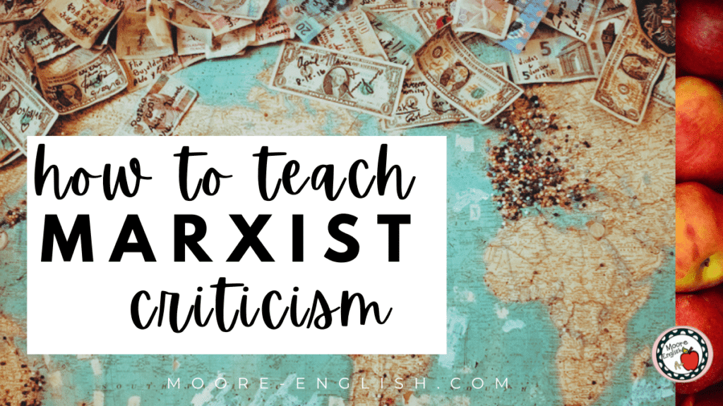 A world map surrounded by money appears under text that reads: 10 Titles to Teach Marxist Criticism